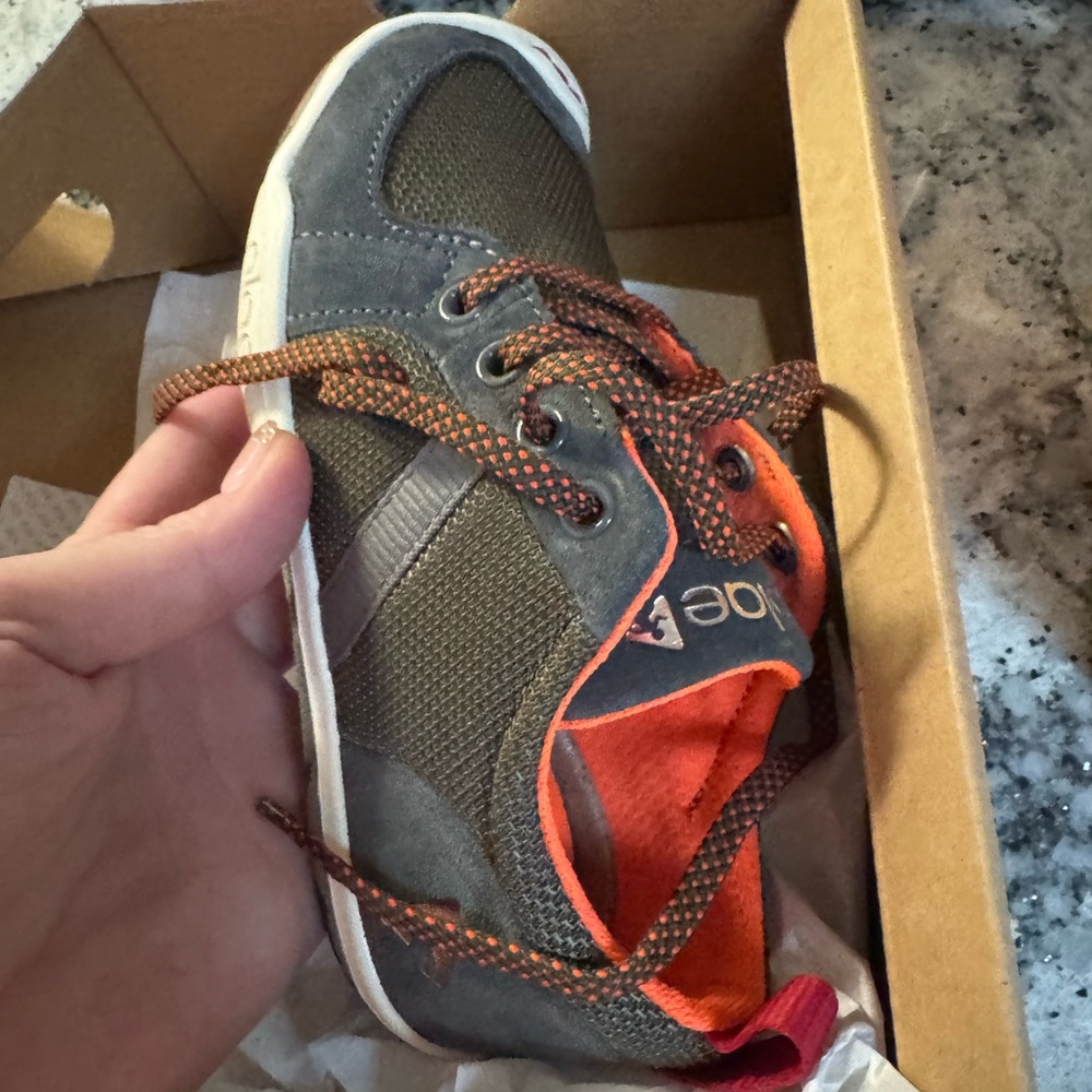 PLAE Kids Sneakers Gray with Orange Accents
